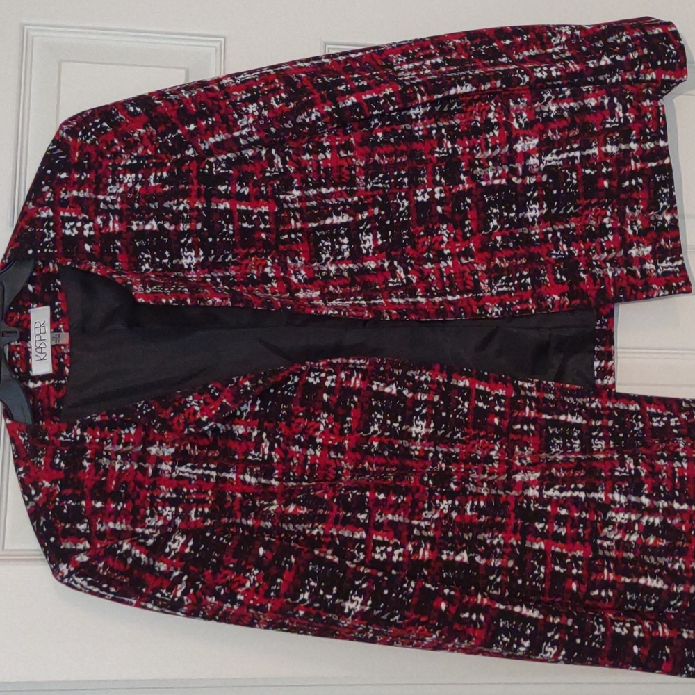 Kasper Suit Jacket size 16 in colors red, white and black